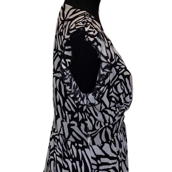 Harper 241 Women's Short Sleeve Black/Off White Printed Dress, Lined, Small, NWT - Picture 7 of 15